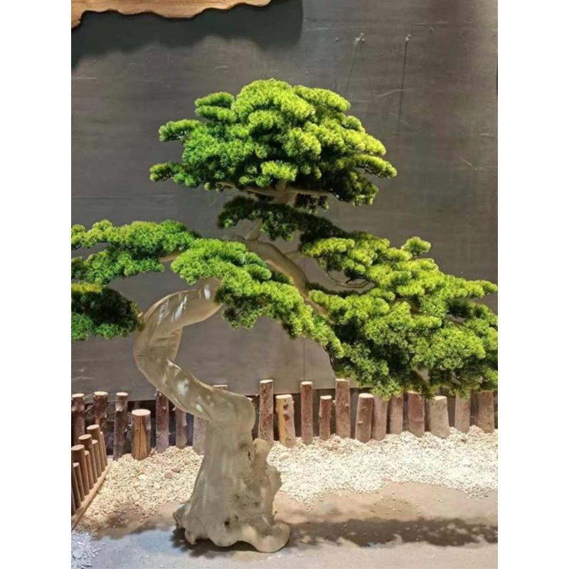 迎客松仿真松树罗汉松假松树商场酒店装饰造型美人迎客松景观摆件