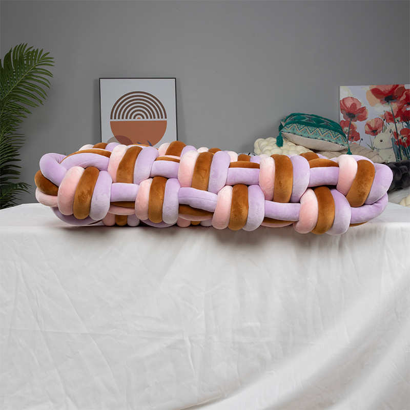 三股绳编织坐垫厂家定制拼色靠枕垫舒适轻奢抱枕靠垫飘窗垫