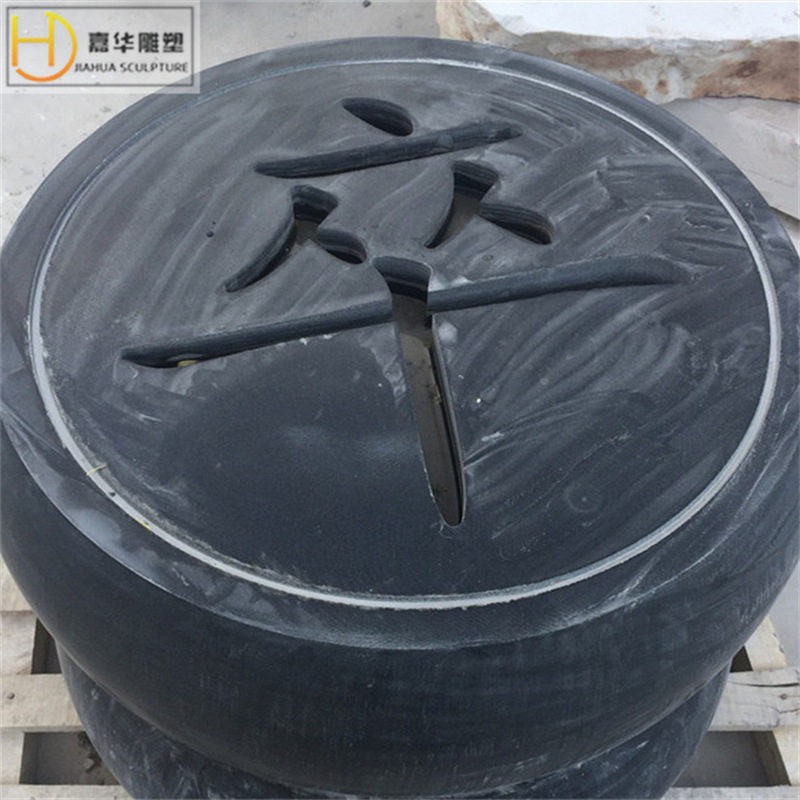 大型石头象棋墩大理石石雕象棋子圆墩户外公园健身石墩隔离拦路石
