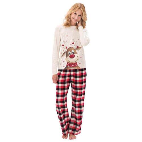 Christmas pajamas family set Cute Elk Xmas Checkered jammie