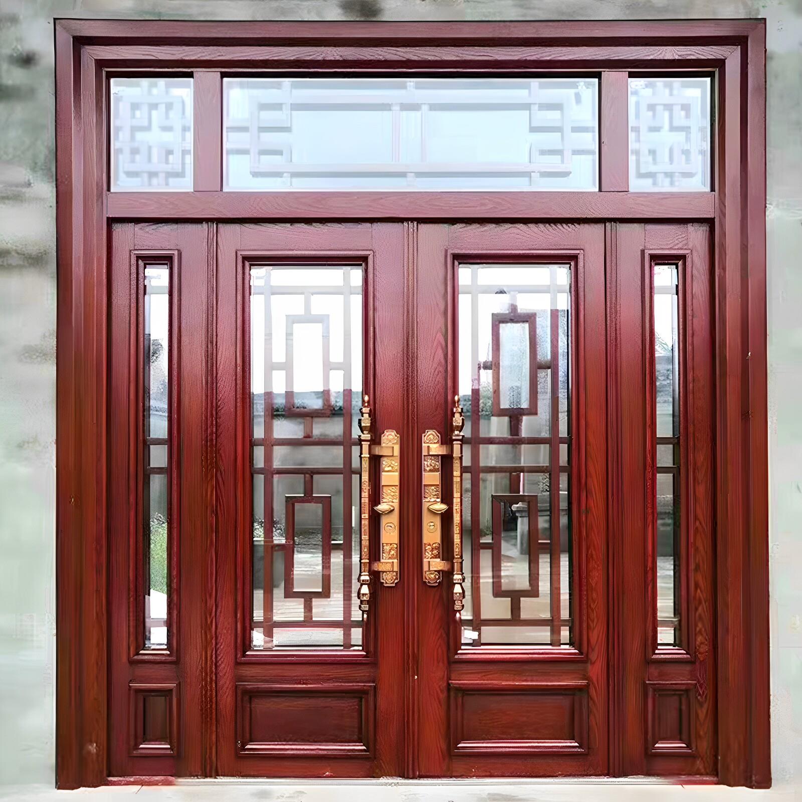锌合金别墅大门农村自建房双开玻璃门入户门防盗门进户门家用铜门
