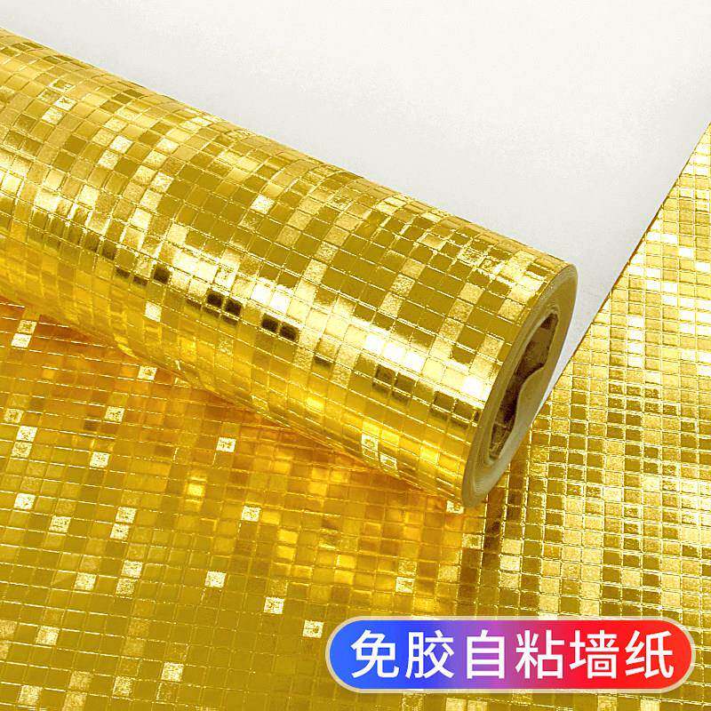 金箔壁纸自粘金色金黄色反光发光闪光亮片马赛克佛龛壁纸墙贴纸
