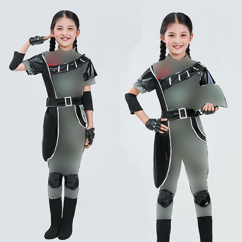 六一小荷风采向爸爸看齐儿童演出服幼儿男女迷彩兵娃娃舞蹈表演服
