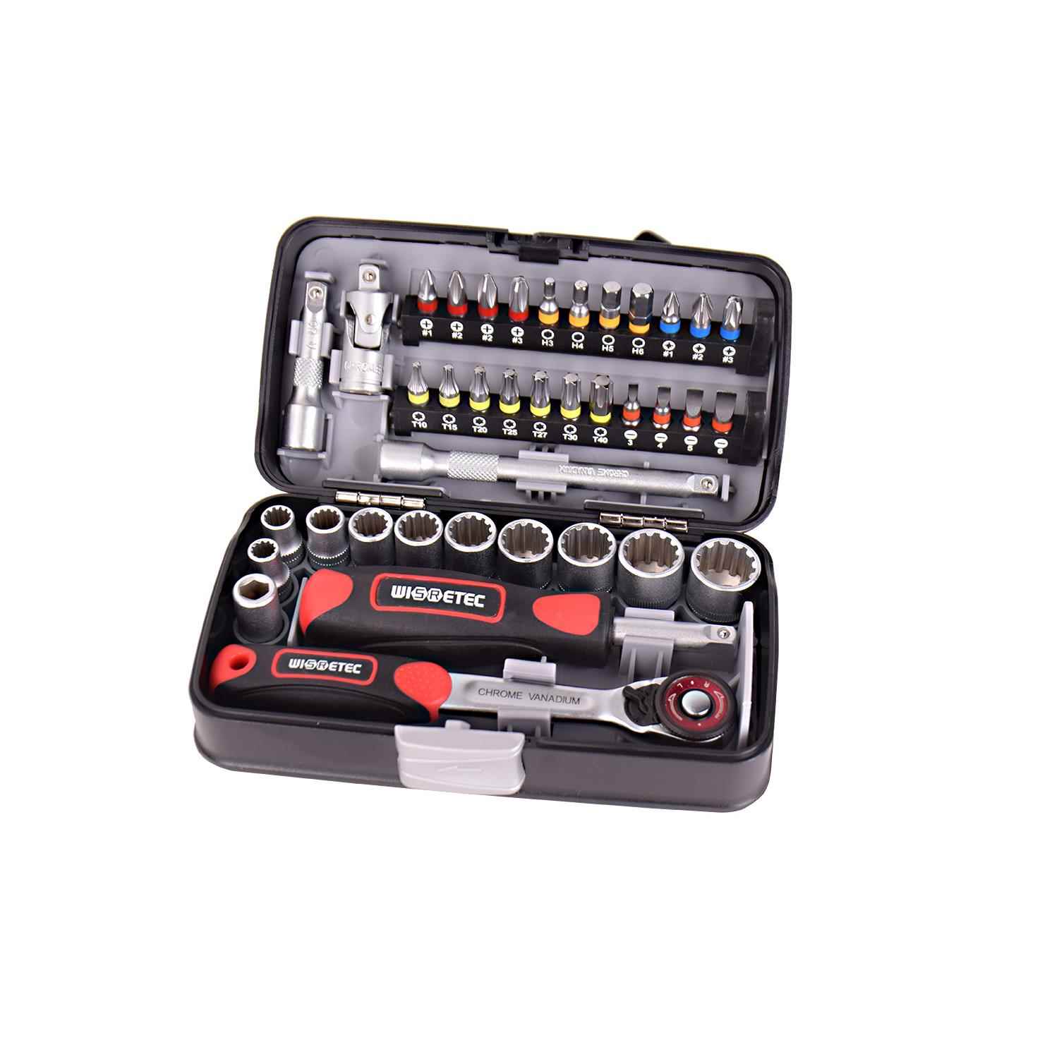 高档丝迷你棘轮扳手套筒螺刀多能组 合工具套功装