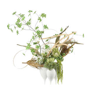 新中式日式仿真吊钟架构花艺绿植样板间售楼部酒店民宿大堂前吧台