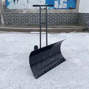 路面清雪铲推号 74季 手推冰除雪铲工具双杆加大厚轮式 推雪铲冬HF