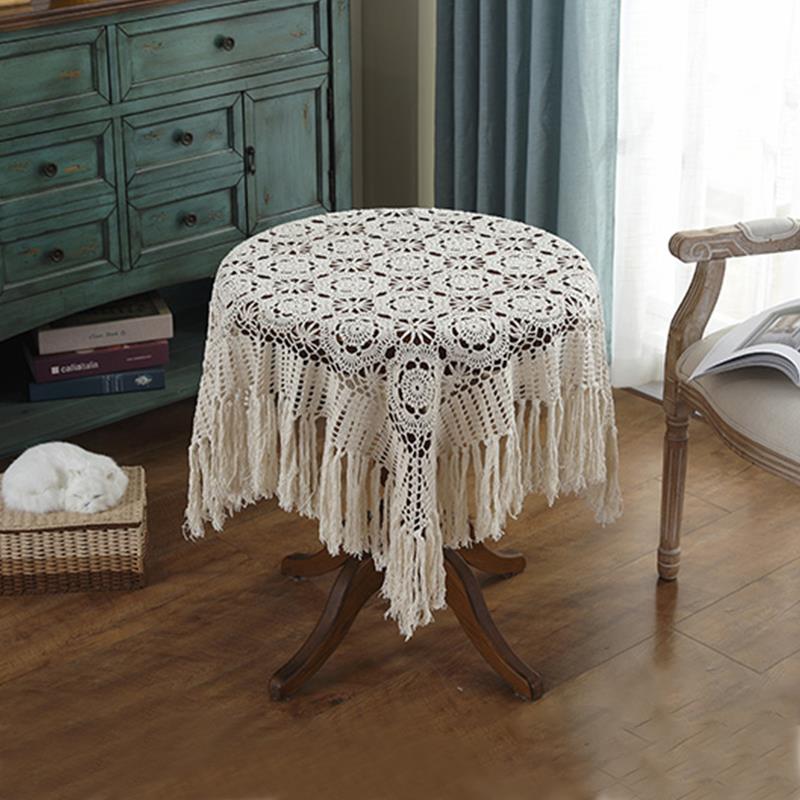 高档花街艺5号花圆形钩手工针钩桌布布镂空家用客厅茶几布防尘盖