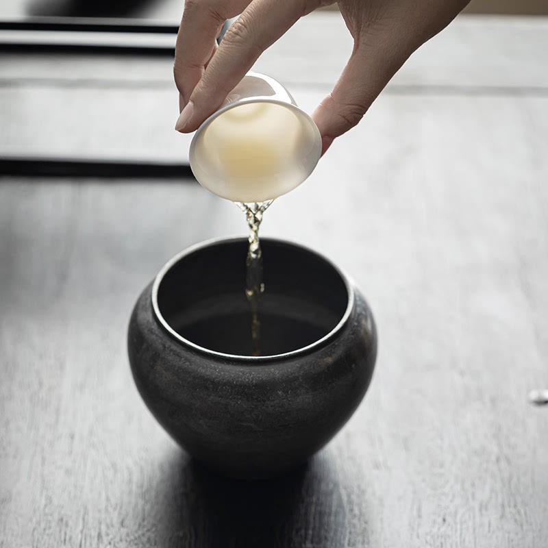 HX手工纯铝复古水盂茶洗建水茶水缸茶桶功夫茶渣缸茶道茶盂茶具配