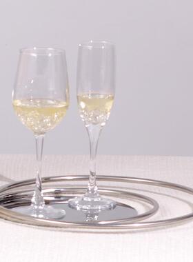 简约轻奢金属镜面圆形云环托盘摆件售楼处样板间客厅桌面软装饰品