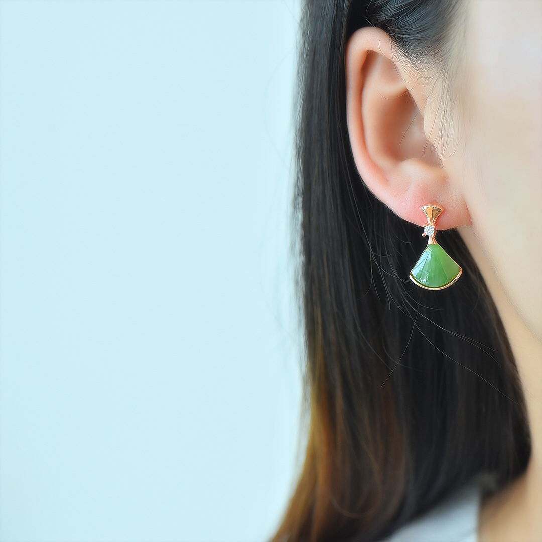 新款和田玉首饰气质ns小裙BE0219子设计女i款碧钉玉耳坠 耳耳饰环