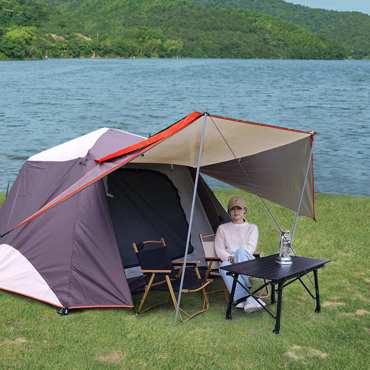 加厚3开工厂4露营全自动-户外帐篷现货双层防风野营人帐篷速沙滩