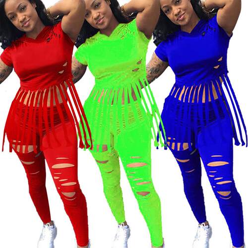 Hoodie suit with two fringe sports suit