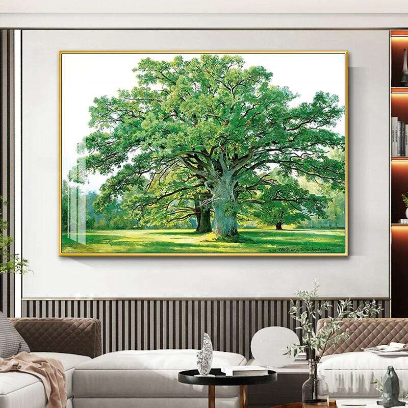 客厅大树装饰画沙发背景墙上挂画风景树绿色森林招财过道餐厅壁画