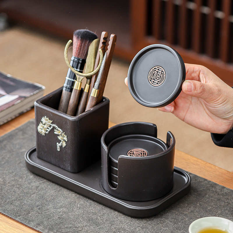 杯垫套装茶道茶具配件泡茶工具高档隔热防烫垫茶杯托六君子带功夫