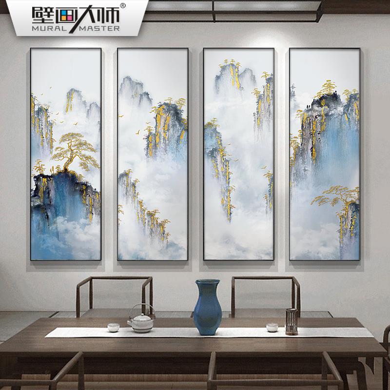 定做新客中式沙画发联背景厅墙装饰画房茶书室意境山水办室挂画公图片