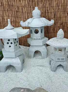 户外草坪石灯笼日式庭院装饰灯仿古中式石头灯家用石灯塔造景摆件