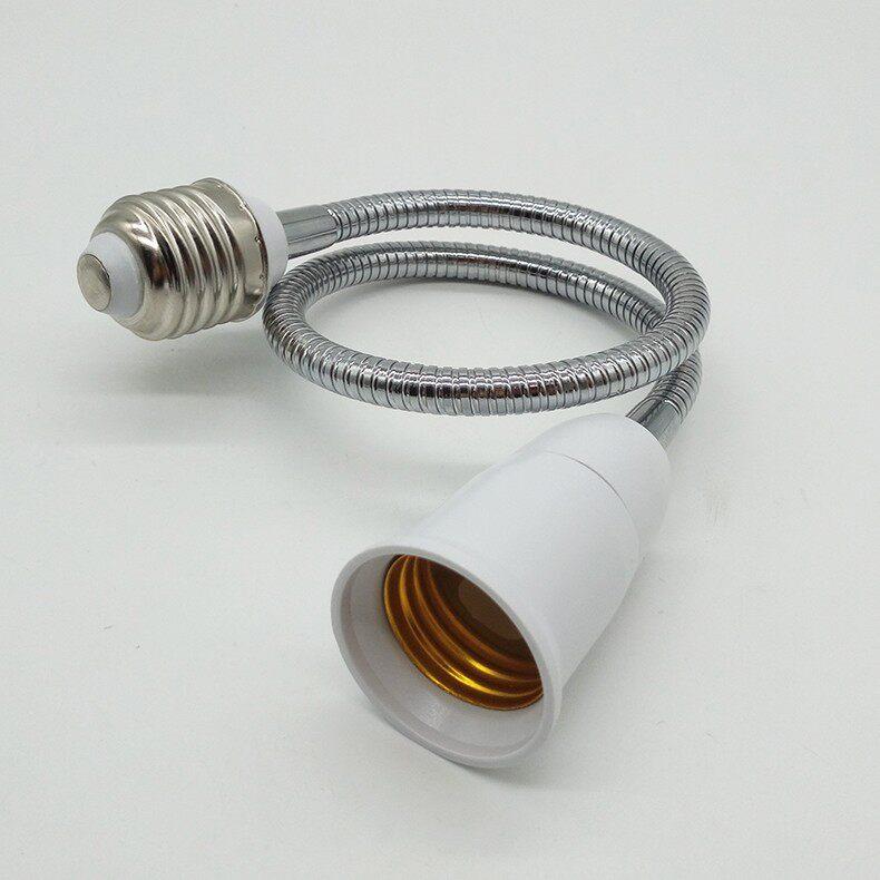 E27转E27软管加长灯头螺口转换器灯座转接头延长软杆led灯具万向