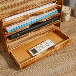 木制纳文盒木质多ZJC办公桌收面收纳盒杂志层件盒置物架多用途整