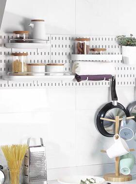 洞洞板挂墙置物架厨房客厅宿舍神器白色壁挂免打孔加厚挂墙置物架