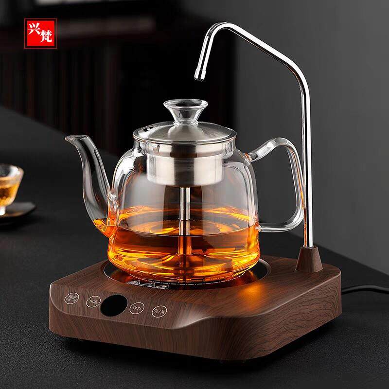 玻璃蒸茶壶自动上水电陶炉煮水静音烧水壶煮茶器煮茶炉喷淋蒸汽壶