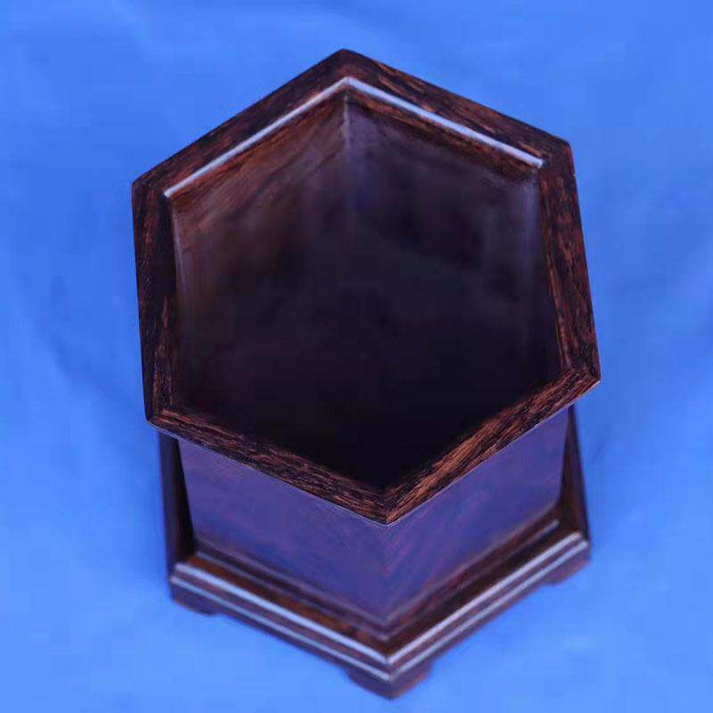 海南黄花梨紫油梨老料六角笔筒摆件工艺品文房四宝文玩装饰品