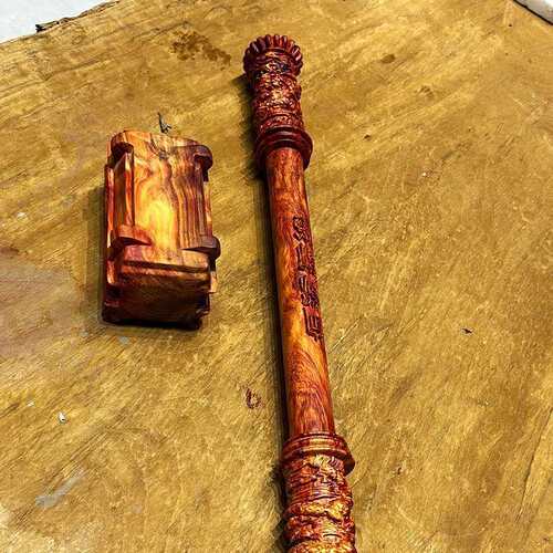 黑悟空金箍棒彩虹杉木定尺寸制作带底座一套天然色彩