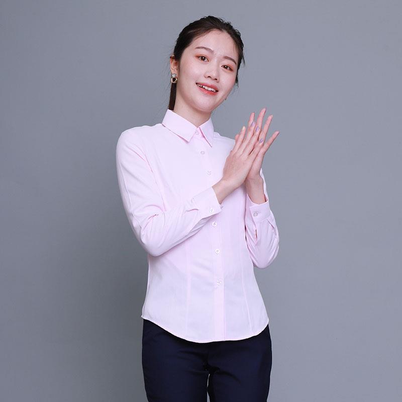 高档大兴业银行工作夏女士衬衫新款年2021短袖职业装衬衣粉色码服图片