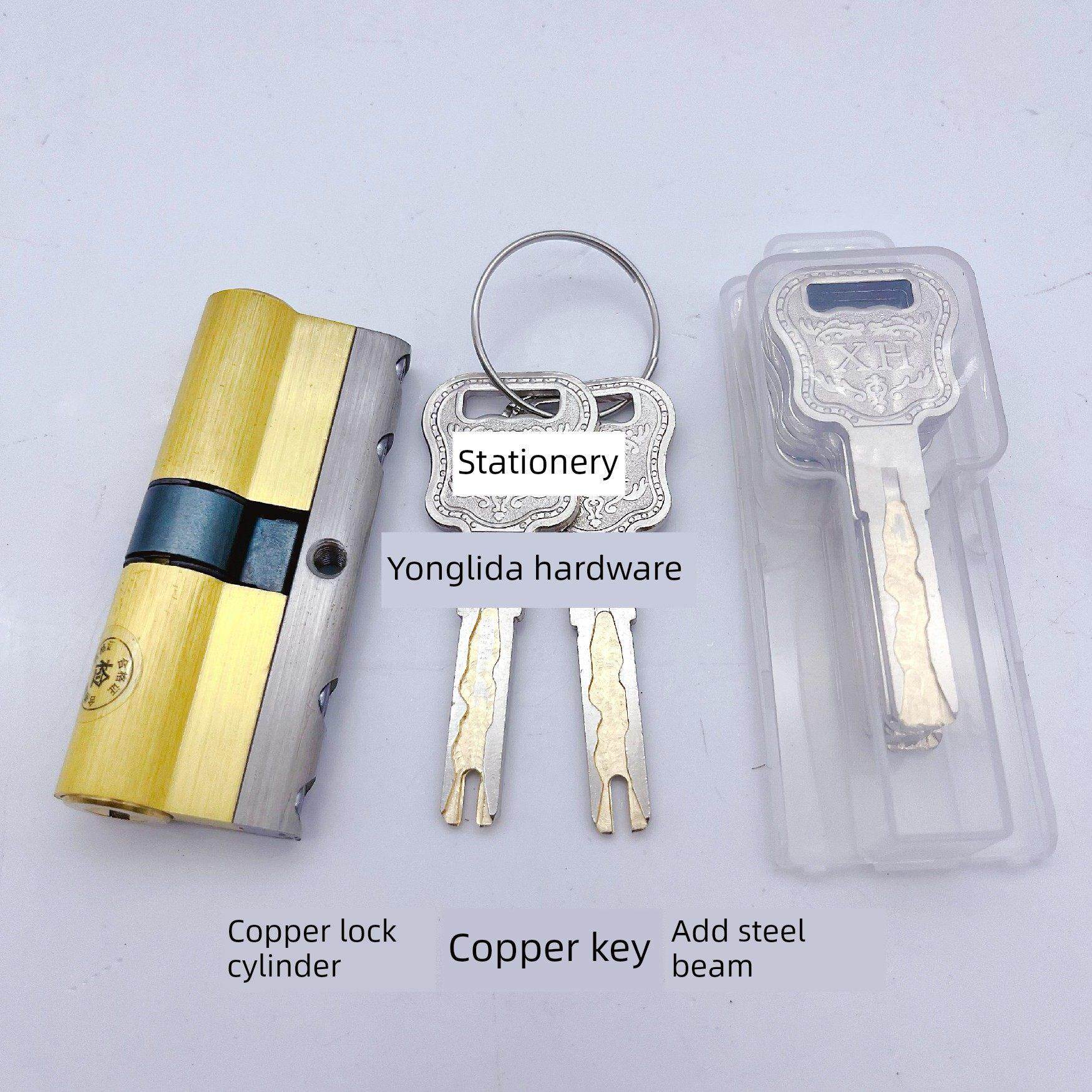 超C级双面叶片锁芯防盗门全铜锁芯防锡纸防暴力升级通用全铜锁芯