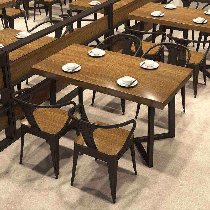 实木餐桌小方桌饭店奶茶店商用烧烤小吃店工业风餐饮店餐桌椅组合