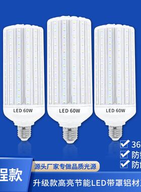 超亮LED带罩铝材玉米灯泡E27螺口家用吊灯工厂庭院路灯照明光源