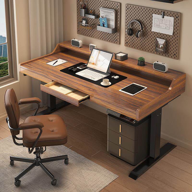 智能电动升降桌实木学习办公桌简约桌子带抽屉书桌学生家用电脑桌