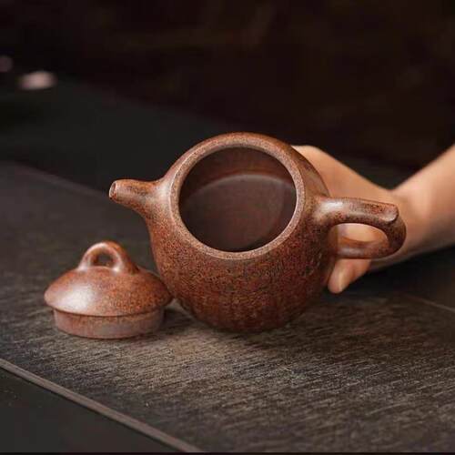 宜兴紫砂朱永良手刻心经秦权原矿茶壶龙骨金砂家用紫砂壶280毫升