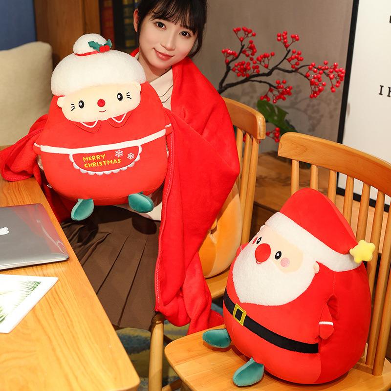 圣诞暖手抱枕毯子二合一办公室午睡汽车用被子两用女生睡觉小枕头
