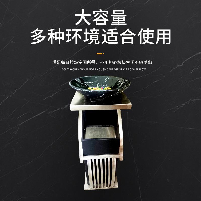 新款直销跨境不锈钢垃圾桶电梯口立式垃圾桶带烟灰缸酒店大堂方管