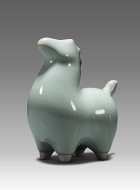 高档桌钧窑唐马摆件陶瓷变招财窑面饰品马客厅装玄关摆设特色生日