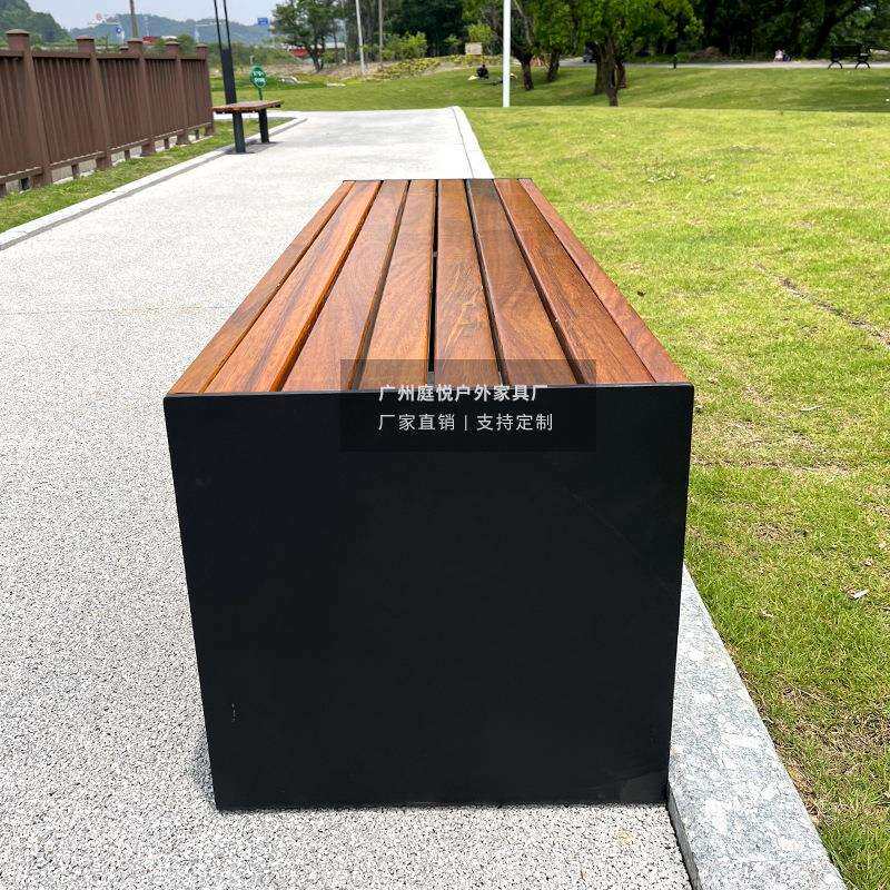 公园椅户外长椅防腐不锈钢休闲室外小区商场庭院实木长凳铁艺座椅