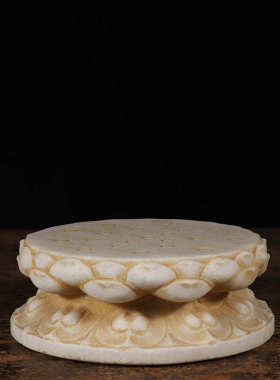 仿古石雕天然石材民俗怀旧 汉白玉白石莲花底座复古茶席装饰底座