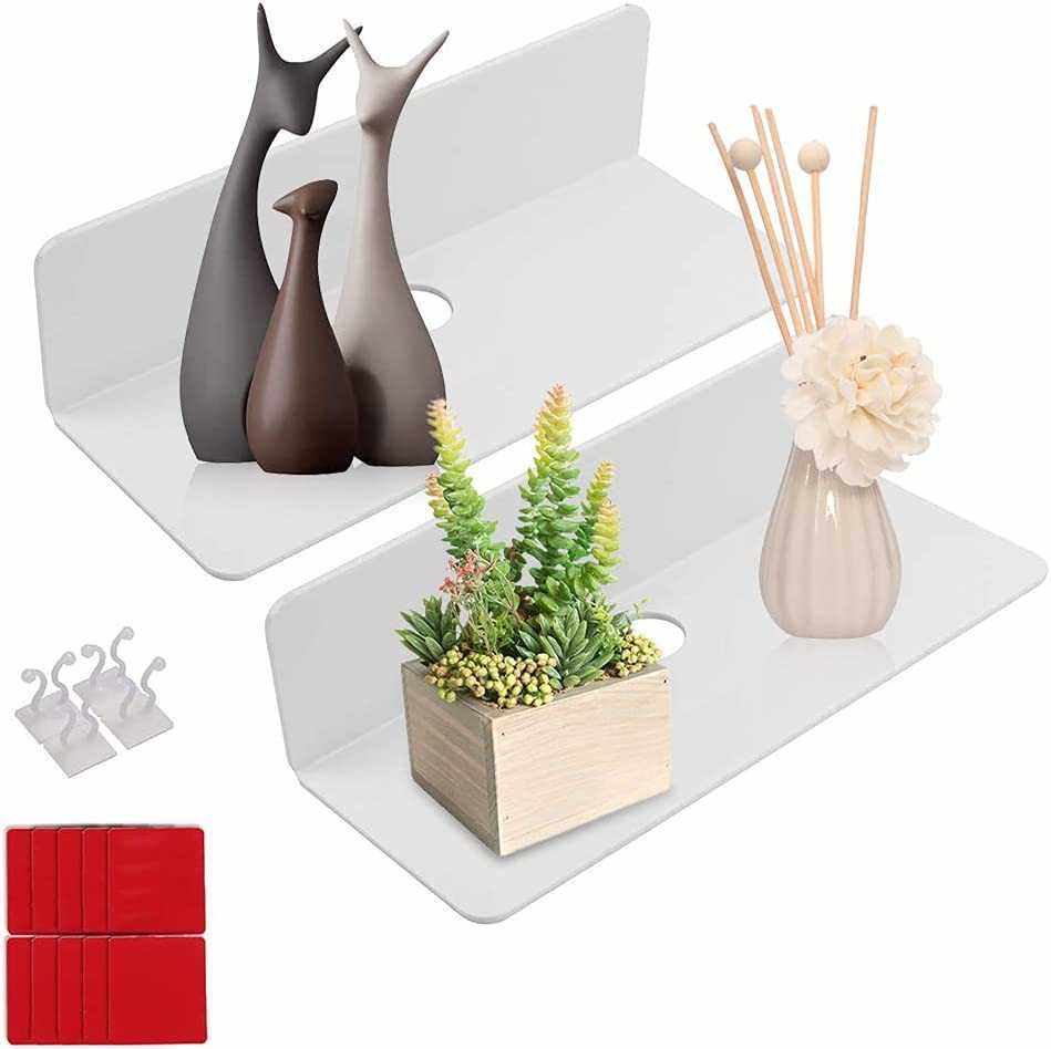 透明亚克力浮动搁板壁挂式架墙壁浴室置物展示架时钟扬声器收纳架,收纳整理,主机箱托架,淘宝优惠券,粉丝福利购,淘宝优惠卷