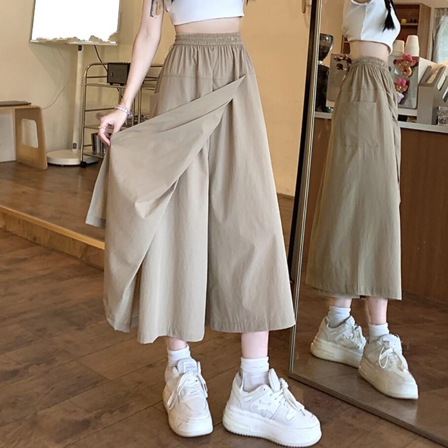 极速假两件半身裙裤女大码宽松山本皱胖mm梨形身材显瘦大码中长a