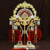 新品 喜扇红色流苏成品团扇9044 团扇批发结婚新娘秀禾手工婚扇中式