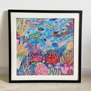 方形拼图相框500片实木框简约圆形艺术画 画框带白边卡纸1000片定