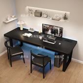 实木大板双人电脑桌大长书桌工作台两人电竞桌台式 卧室家用办公桌