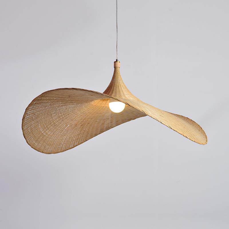 竹编吊灯新中式创意草帽灯餐厅茶室客厅民宿原木风手工编织竹艺灯