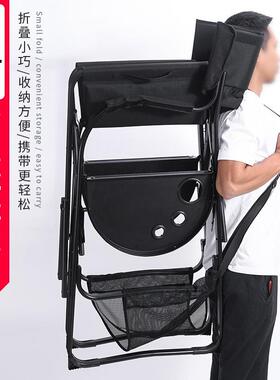 新款铝合金化妆椅便携可折叠多功能美发椅高脚黑色靠背户外导演椅