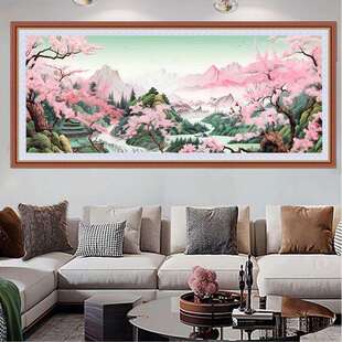 暮云春树十字绣2024新款现代中式线绣客厅山水画风景中国自己绣