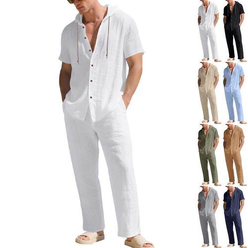 Pants Casual Linen Loose Short-Sleeve Vacation Summer Wear