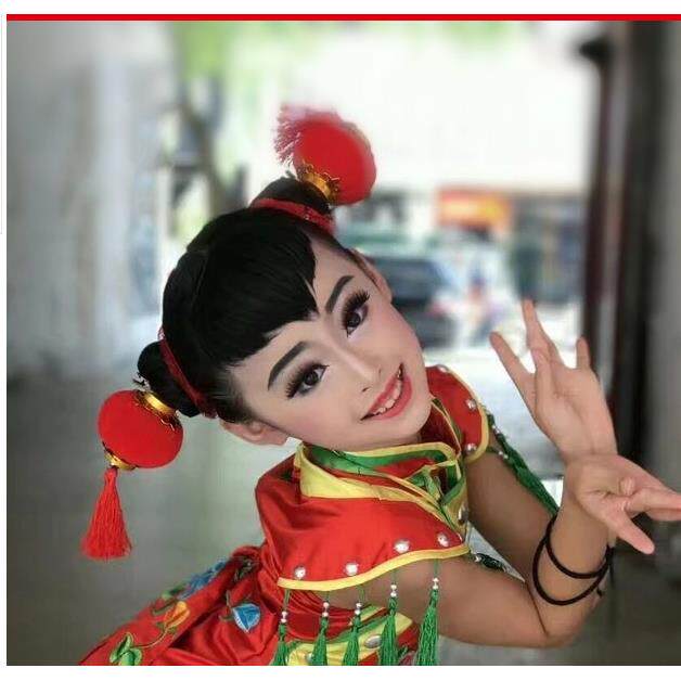 正品六一儿童喜庆歌舞蹈演服款中国风秧打鼓服女鼓舞出北京表演服