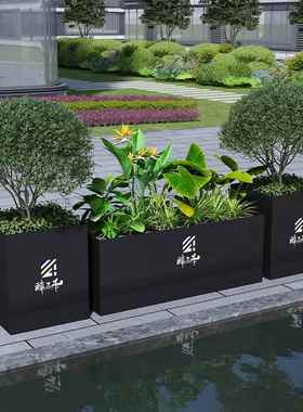 户外不箱锈钢花时花盆大号种植箱约尚铁艺花槽组VZR合市简政庭院
