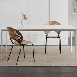 岩板餐桌意式现代简约家用小户型长方形，大理石桌椅组合