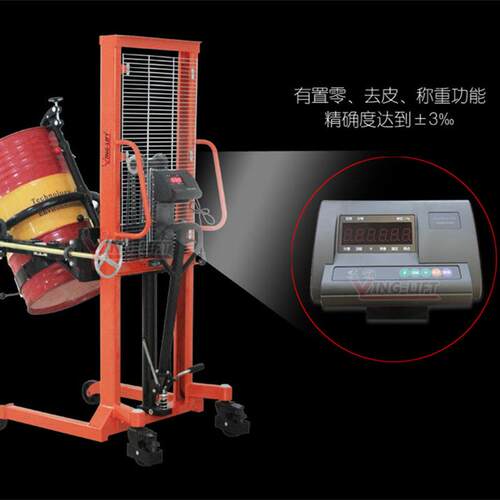现手动油桶4堆高车DA5货0功多514能油桶倾倒车手摇油桶倒料车搬运